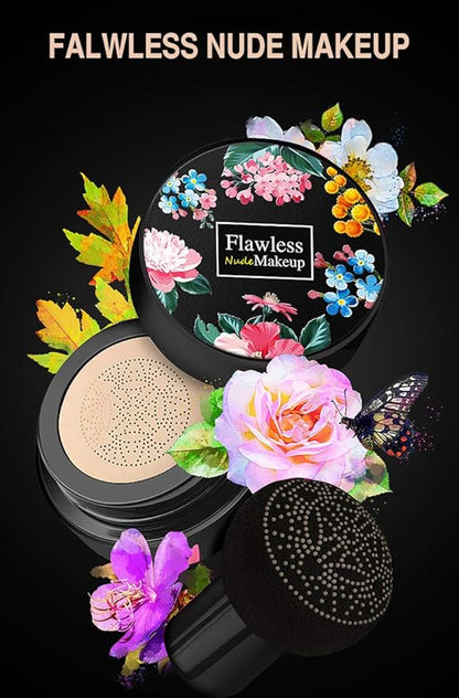 Air Cushion CC Cream Moisturizing Concealer Mushroom Head Brush Waterproof Makeup Foundation Moisture BB Cream for Women Girls (flower)