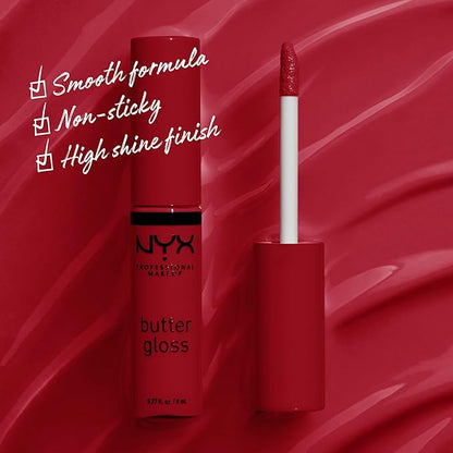 NYX PROFESSIONAL MAKEUP Butter Gloss, Non-Sticky Lip Gloss - Rocky Road (Wine)