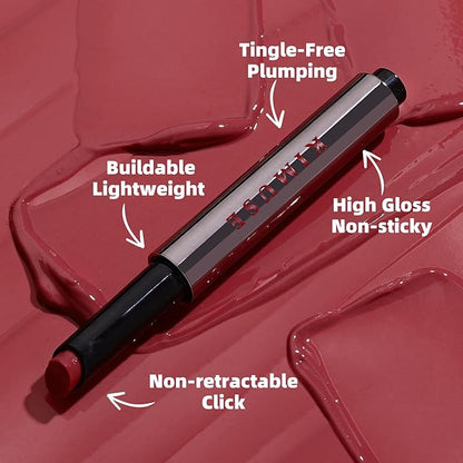 KIMUSE Lip Plumper, Hydrating Korean Lip Gloss, Click Tinted Lip Balm Solid Lipstick for Plumps & Moisturizes, Long-wearing All-in-one Lip Plumping, Gloss, Balm