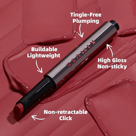 KIMUSE Lip Plumper, Hydrating Korean Lip Gloss, Click Tinted Lip Balm Solid Lipstick for Plumps & Moisturizes, Long-wearing All-in-one Lip Plumping, Gloss, Balm