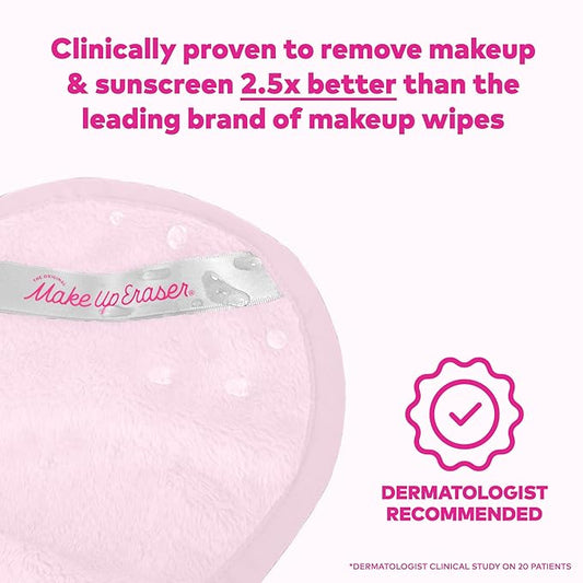 The Original MakeUp Eraser Mini PRO, Erase All Makeup With Just Water, Including Waterproof Mascara, Eyeliner, Foundation, Lipstick, Sunscreen and More! Silver Infused, 1ct.