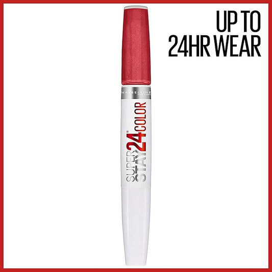 Maybelline Super Stay 24, 2-Step Liquid Lipstick Makeup, Long Lasting Highly Pigmented Color with Moisturizing Balm, Continuous Coral, Coral Pink, 1 Count