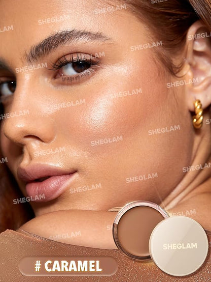 SHEGLAM Silk Haze Cream Bronzer Blendable Cream Makeup with a Lightweight Formula - Customizable Face Makeup for a Natural, Sun-Kissed Glow Long Lasting-Caramel
