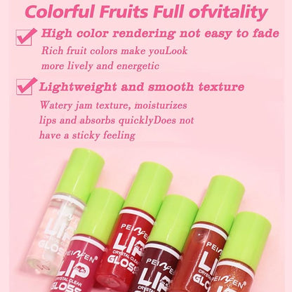 6 Colors Mini Fat Lip Gloss Oil - Hydrating Glow, Moisturizing, Shiny Transparent Toot Tinted Plumping, Nourishing Non-sticky