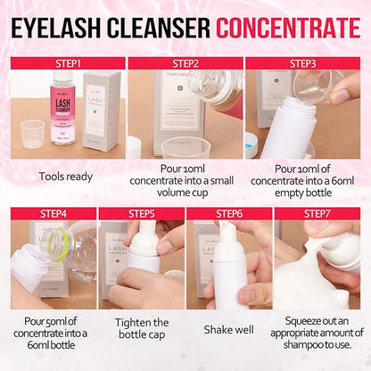 Lash Shampoo Concentrate 100 ml/3.4 fl.oz Lash Cleanser Concentrate Oil Free Eyelash Extension Shampoo for Salon Home Eyelash Care-Can Make 20 bottles of 60ml Lash Shampoo,Rose