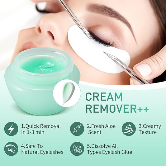 Aloe Scented Eyelash Extension Remover Cream,15g, Dissolves Powerful Lash Remover for Lash Extensions in 1-3 min, Fast Lash Extension Glue Remover, Low Irritation Cream for Sensitive Skin