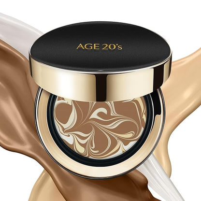 AGE20'S Signature Essence Pact SPF 50+ | Pack of 1 | 31 Medium Tan | Cream Foundation, Dewy Finish, Natural Coverage | Korean Cushion Foundation