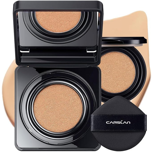 Black Magnet Cushion Foundation - Full Buildable Coverage, Moisturizing, Lightweight, 16H Long-Lasting Glow Looking, Refill Included, 03.Medium Beige