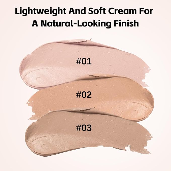 Boobeen Waterproof Full Coverage Foundation Makeup, Creamy Skin Foundation Concealer, Lightweight And Long-Lasting Buildable Coverage For Flawless Finish