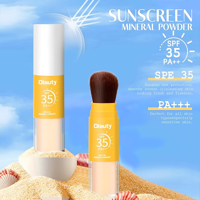Mineral Sunscreen Setting Powder SPF 35, for Face & Scalp, Oil Control Natural Matte Finish, Lightweight Breathable Concealer Brush Powder for All Skin (Translucet, 8g)