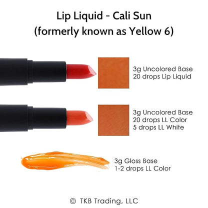TKB Lip Liquid Color | Liquid Lip Color for TKB Gloss Base, DIY Lip Gloss, Pigmented Lip Gloss and Lipstick Colorant, Made in USA (1floz (30ml), Cali Sun)