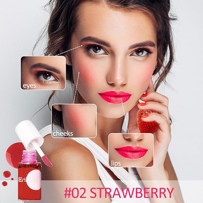 Erinde 2 Colors Water Lip Tint Stain, Mini Liquid Lipstick, Long Lasting Waterproof Lip & Cheek Stain, Non-Stick Cup Korean Lip Gloss, Lightweight, Transfer-Proof, Matte Finish Travel Size Lip Makeup