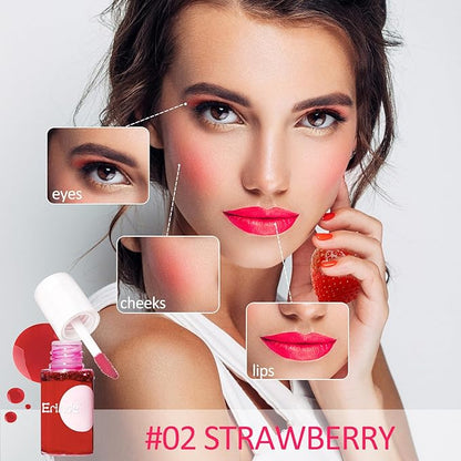 Erinde 2 Colors Water Lip Tint Stain, Mini Liquid Lipstick, Long Lasting Waterproof Lip & Cheek Stain, Non-Stick Cup Korean Lip Gloss, Lightweight, Transfer-Proof, Matte Finish Travel Size Lip Makeup