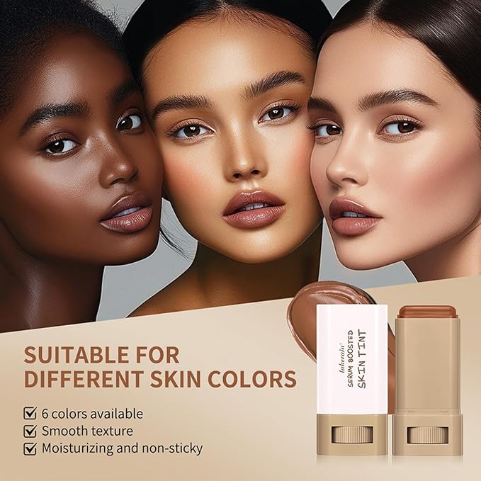 Beauty Balm Serum Boosted Skin Tint,Foundation Stick,Lightweight Solid Tinted Foundation Stick for Flawless, Radiant & Dewy Finish, All-Day Wear (#6)