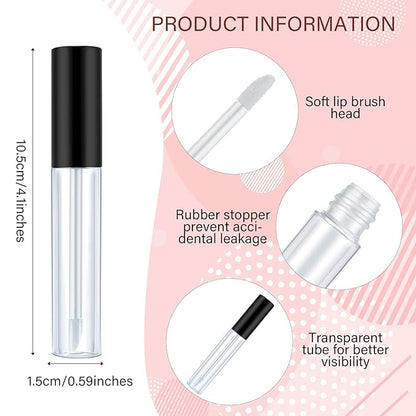 Bokon 200 Pcs 10 ml Lip Gloss Tubes Bulk Empty Plastic Lip Gloss Containers Clear Tubes with Wand and Rubber Inserts Refillable Balm Containers Bottles for Travel DIY Makeup