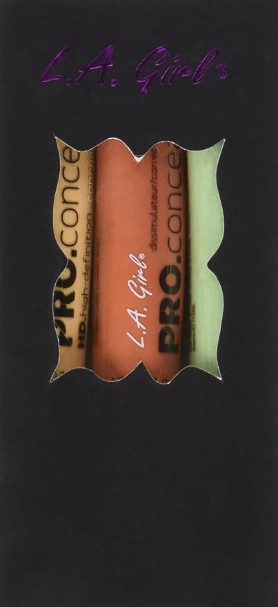 L.A. Girl Pro Conceal Set Orange, Yellow, Green Correctors, Bundle of 3 (LAX-GC990+GC991+GC992-B)