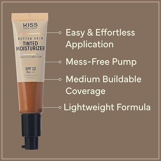 Tinted Moisturizer with SPF 32 PA+++ (Cappuccino), 12 Hour Hydrating Sunscreen for Face, No White Cast, Natural Radiant Finish, Medium Coverage, With Hyaluronic Acid, Vitamin E, Peptide