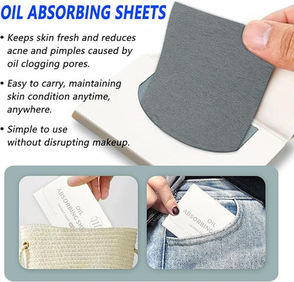 Natural Face Oil Blotting Paper -Bamboo Charcoal 600 Counts, Easy Dispensing Oil Absorbing Sheets, Premium Handy Facial Blotting Papers - Face Skin Care or Beauty Make Up Must Have (White-Bamboo)
