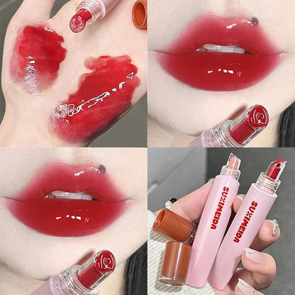 6 Pcs Moisturizing Lip Gloss Set, Hydrating Jelly Lipstick Long Lasting Waterproof Non-Stick Cup Lipgloss, Mirror Liquid Brighten Plumping Lipstick Tinted Lip Balm for Women