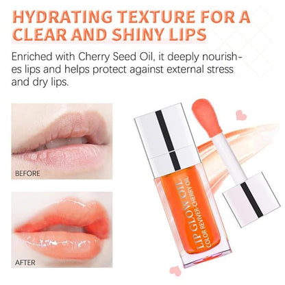 MAEPEOR Hydrating Lip Glow Oil 10 Colors Moisturizing Lip Oil Gloss Non-sticky Transparent Lip Gloss Long Lasting Nourishing Tinted Lip Balm with Big Brush Head (IColors 16)