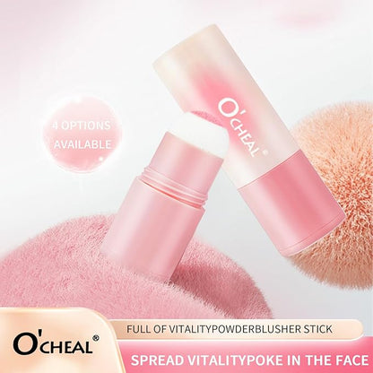 O'CHEAL Powder Blush Stick for Cheek and Eyes, Soft and Blendable Natural Flush, Long-Lasting Dewy Blusher Makeup, Buildable Glow for Face,Multi-Use Blush 01