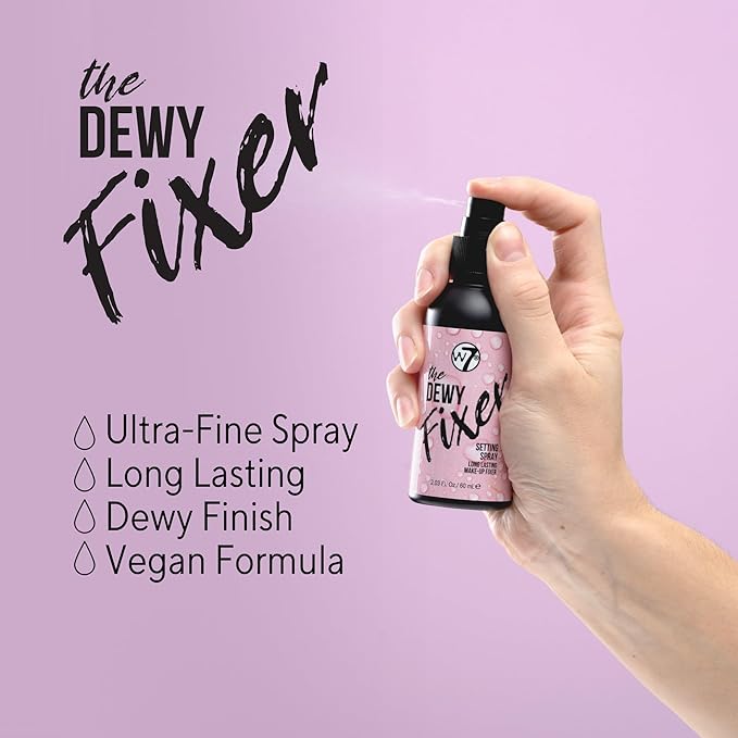 W7 The Fixer Makeup Setting Spray - Dewy Finish - Long-Lasting, Ultra-Fine Formula - Cruelty Free and Vegan