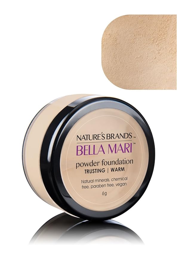 Bella Mari Natural Mineral Powder Foundation, Trusting (Warm); 0.2oz