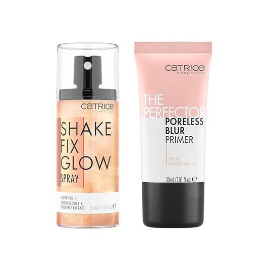 Catrice | Shake Fix Glow Spray & Perfector Poreless Primer Bundle | Full Coverage Makeup | Vegan & Cruelty Free