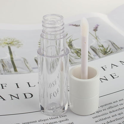 COSIDEA 20pcs Round 4ml 0.13oz White Empty lip gloss tubes with wand Lipgloss tube containers for lip oil packing