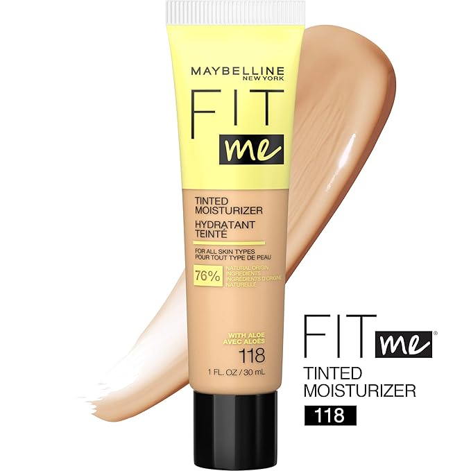 Maybelline Fit Me Tinted Moisturizer, Natural Coverage, Face Makeup, 118, 1 Count