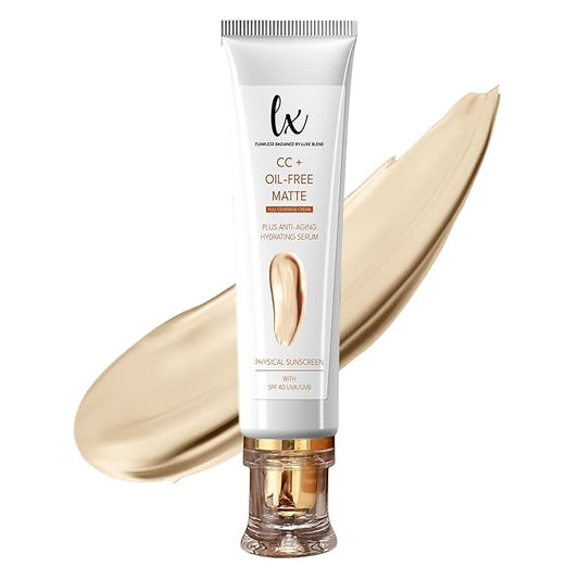Lx Blend CC+ Cream | Oil-Free Matte Foundation with SPF 40 | Full Coverage, Anti-Aging, Long-Wear Hydrating Makeup for Oily Skin | Fragrance-Free, Shine Control, 1.08 FL OZ