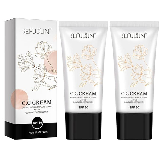 CC Cream 2 Pack, Self Adjusting for Mature Skin, Super Active Foundation With SPF 50 for Face and Body Color Correcting