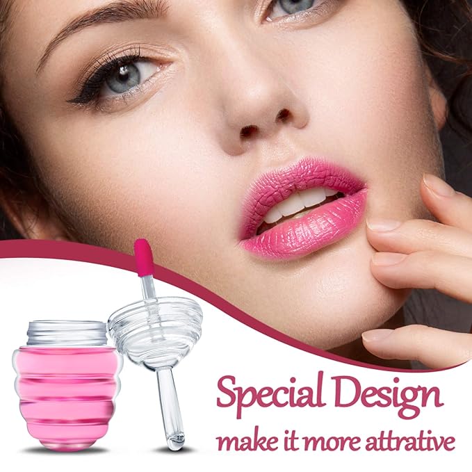 28 Pieces Honey Pots Shaped Lip Gloss Tube Empty Lip Gloss Containers Lip Balm Bottle Refillable Cute Lipstick Tubes with Wand for Women DIY Cosmetics(Clear)