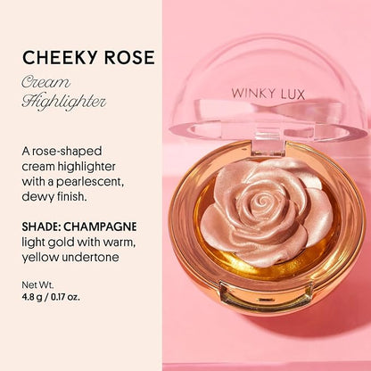 Winky Lux Cheeky Rose, Cream with Vitamin E, Gold Highlighter, Makeup, Champagne