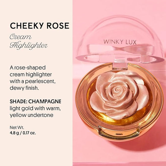 Winky Lux Cheeky Rose, Cream with Vitamin E, Gold Highlighter, Makeup, Champagne