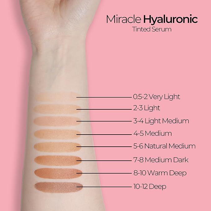 MCoBeauty Miracle Hyaluronic Tinted Serum, 7-8 Medium Dark, Hydration & Glow for Radiant Skin, Vegan, Cruelty Free Cosmetics