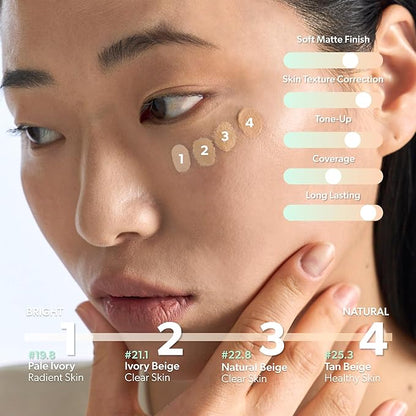 ENTROPY MAKEUP Organza Fit Spatula Foundation, Sheer to Medium Coverage, Built-In Spatula Applicator, Natural Finish, Flawless Skin, Long-Lasting Ultra Lightweight, Korean Makeup, #19.8