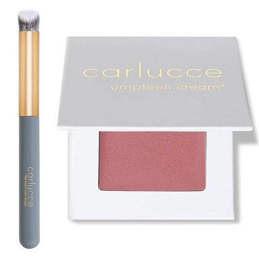 organic, natural, makeup Carlucce Beauty Duo - Umpteen 3-in-1 Cream Color Palette & Hush-Hush Contour Brush - High-Pigment Vegan & Cruelty-Free Makeup - Lips, Cheeks, Eye Base - Made in USA