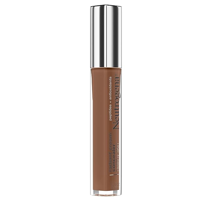 Neutrogena Healthy Skin Radiant Brightening Cream with Peptides & Vitamin E Antioxidant, Lightweight Perfecting Concealer Cream, Non-Comedogenic, Java Deep 02 with neutral undertones, 0.24 oz