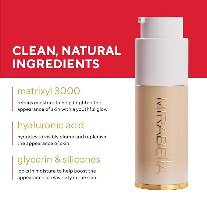 Mirabella Invincible For All HD Liquid Foundation - Anti-Aging Full Coverage Liquid Face Makeup - Moisturizing, Hydrating & Lightweight Foundation for All Skin Types (Medium M130)