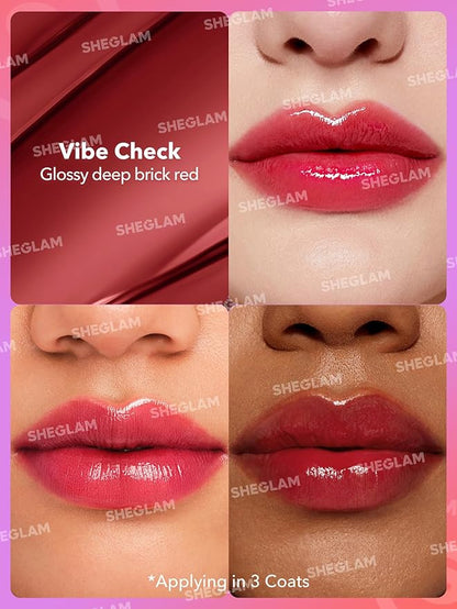 SHEGLAM Mirror Kiss High-Shine Lipstick Silky Jelly Texture Hydrated&Smooth Lip Gloss-Vibe Check