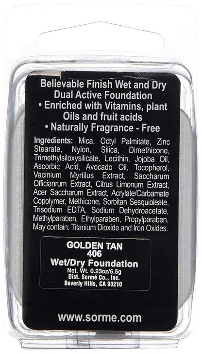 Sorme' Treatment Cosmetics Believable Finish Dual Active Foundation Refill, Golden Tan