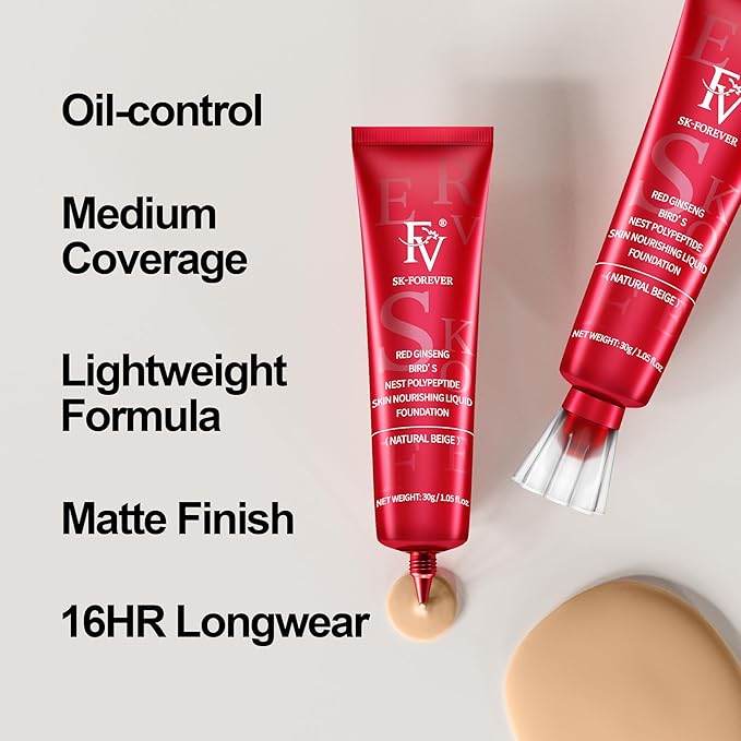 FV Waterproof Foundation, Medium Coverage, Oil-free & Long Lasting, Lightweight, Matte Foundation for Oily/Normal Skin, Transfer Proof Liquid Foundation Makeup, 30g, Toffee