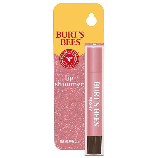 Burt's Bees Lip Shimmer Peony; Warm, Luminescent Color; High Impact, Instant Moisture; with Shea and Cocoa Butters; 100% Natural Origin; 0.09 Ounce (Pack of 1)(Packaging May Vary)