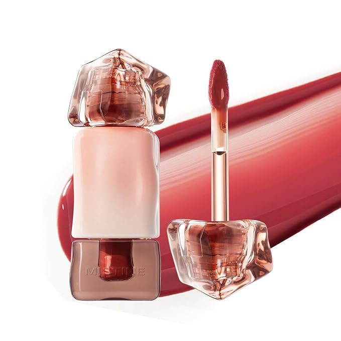 Mistine Lip Gloss Thai latte Long Lasting Lip Glaze Non-sticky Lip Tint Gloss with 1% Peptide Glossy Finish L05 Mekong Pink Lotus 0.1 fl oz 1 Count