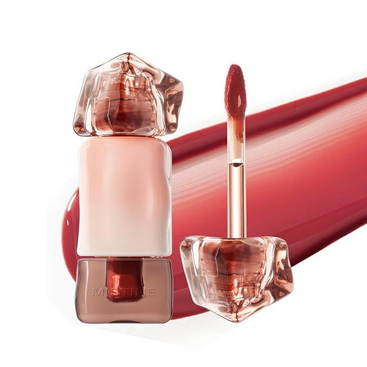 Mistine Lip Gloss Thai latte Long Lasting Lip Glaze Non-sticky Lip Tint Gloss with 1% Peptide Glossy Finish L05 Mekong Pink Lotus 0.1 fl oz 1 Count