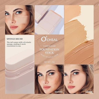 O'CHEAL Face Foundation Contour Stick Blemish Contouring Face Long-wear Lightweight Brighten Stick Concealer Beauty Makeup 05#DEEP WHEAT COLOR