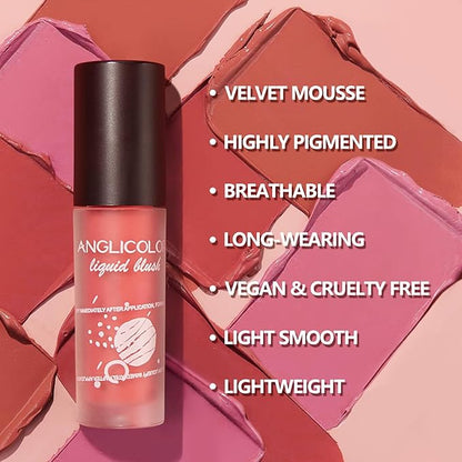 Matte Liquid Blush, 2pcs#03 Rose Tea, Lightweight, Highly Pigmented, Vegan & Cruelty Free, Palette