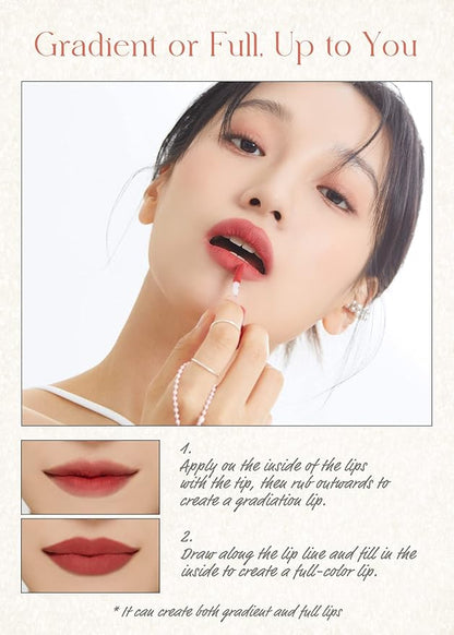 I'M MEME Lip Stain - Color Key Ring Velvet Tint - Gift, Highly-pigmented, Long Lasting, Travel-Friendly, Velvet Finish, 02 Quiet Coral, 2.8 g