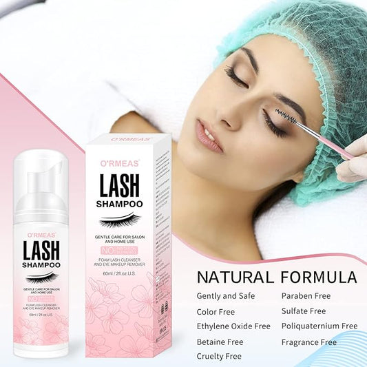 Smarxin Lash Shampoo for Eyelash Extension Removal, 50ml - Gentle, Natural Formula, Nourishing, Foaming Cleansing, Paraben & Sulfate Free